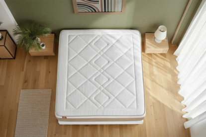 Ensemble Matelas Sommier 140x200 cm - Sommier Beige (en kit) - Le Soyeux