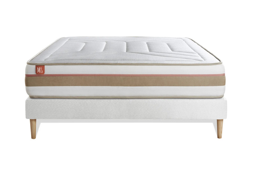Ensemble Matelas Sommier 160x200 cm - Sommier Blanc (en kit) - Le Tendre