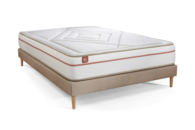 Ensemble Matelas Sommier 140x190 cm - Sommier Beige (en kit) - Le Paisible