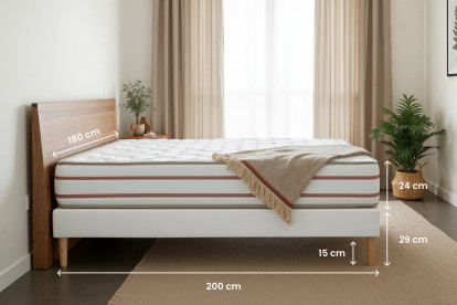 Ensemble Matelas Sommier 180x200 cm - Sommier Beige (en kit) - Le Doux