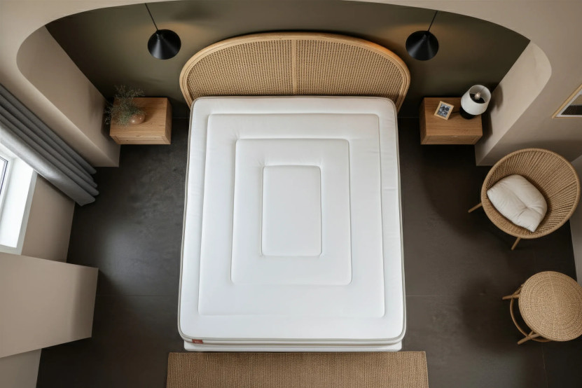 Pack lit complet 180x200 cm - Matelas + Sommier Blanc (en kit) + 2 oreillers + Couette - Le Raffiné