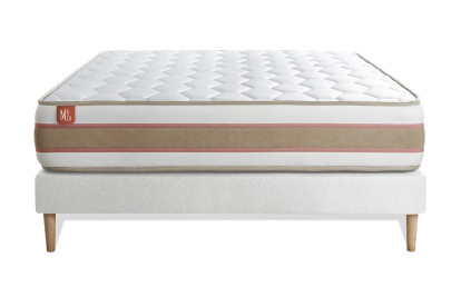 Ensemble Matelas Sommier 140x200 cm - Sommier Blanc (en kit) - Le Délicat