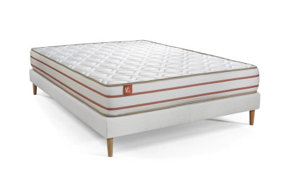 Pack lit complet 140x200 cm - Matelas + Sommier Blanc + 2 oreillers + Couette - Le Doux