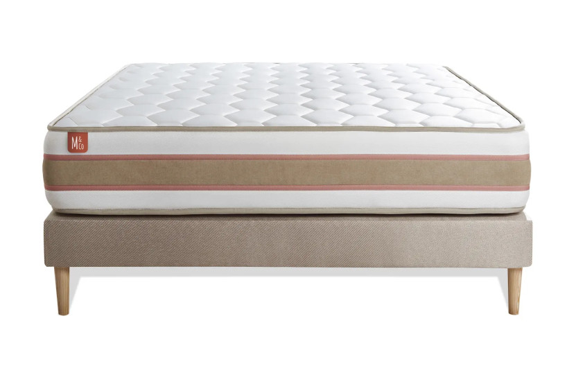 Ensemble Matelas Sommier 200x200 cm - Sommier Beige (en kit) - Le Délicat