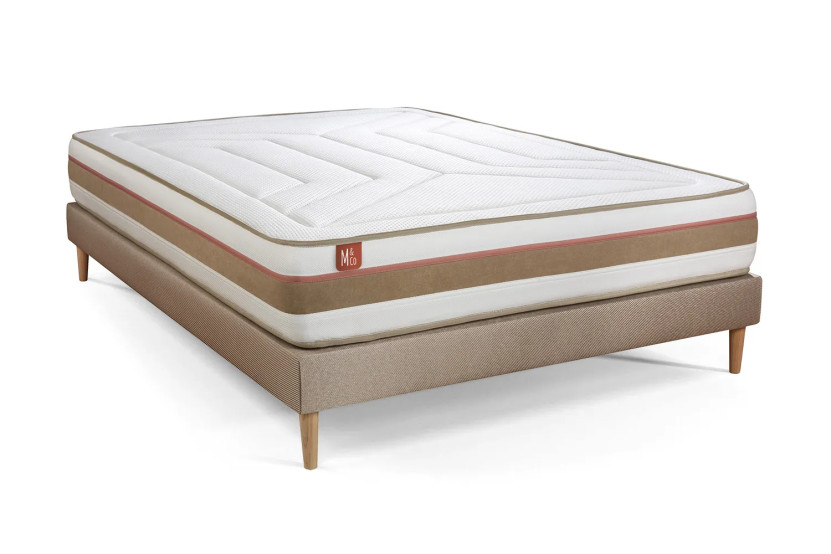 Ensemble Matelas Sommier 140x190 cm - Sommier Beige (en kit) - Le Tendre