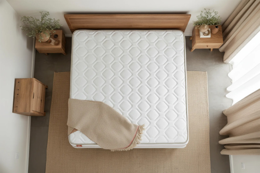 Ensemble Matelas Sommier 90x190 cm - Sommier Blanc (déjà monté) - Le Doux