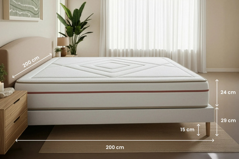 Ensemble Matelas Sommier 200x200 cm - 2 Sommiers Beige - Le Paisible