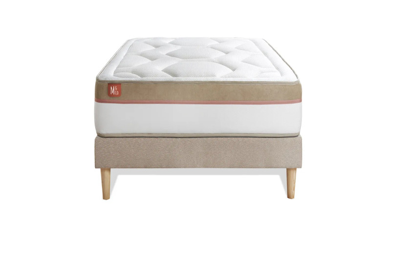 Ensemble Matelas Sommier 90x200 cm - Sommier Beige (déjà monté) - Le Cosy