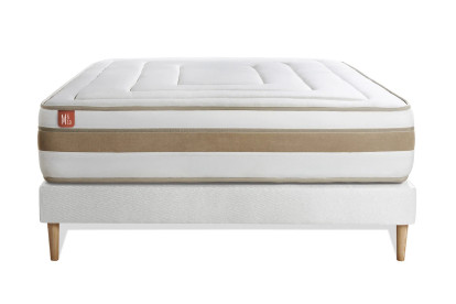Ensemble Matelas Sommier 200x200 cm - Sommier Blanc (en kit) - Le Raffiné