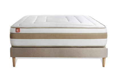 Ensemble Matelas Sommier 140x200 cm - Sommier Beige (déjà monté) - Le Raffiné