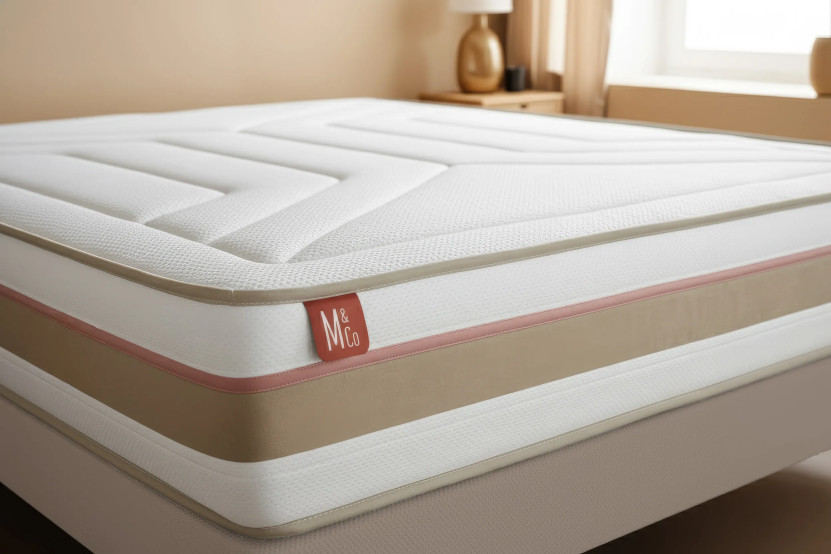 Ensemble Matelas Sommier 160x200 cm - Sommier Beige (en kit) - Le Tendre
