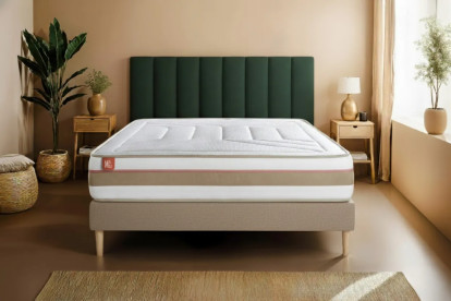 Ensemble Matelas Sommier 140x200 cm - Sommier Beige (en kit) - Le Tendre