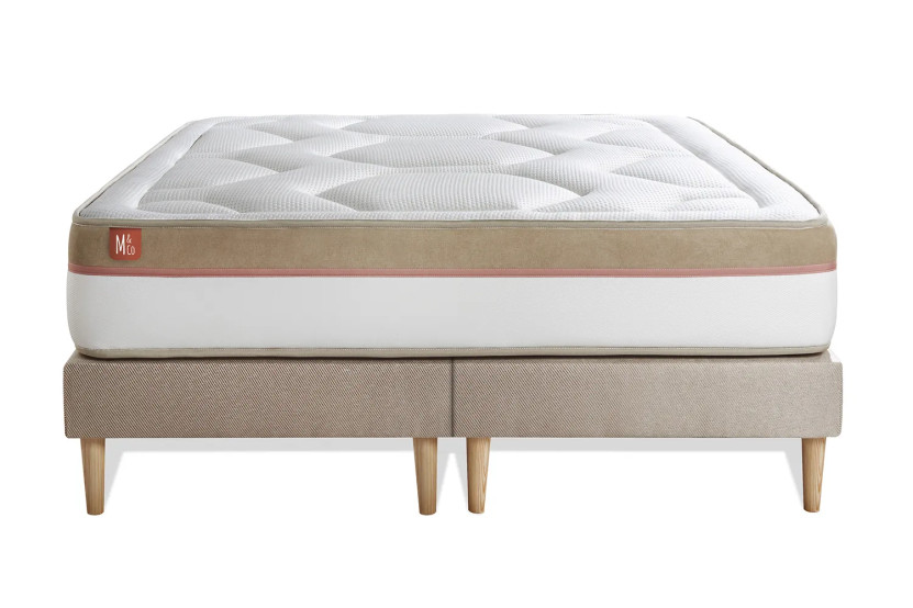 Ensemble Matelas Sommier 200x200 cm - 2 Sommiers Beige - Le Cosy