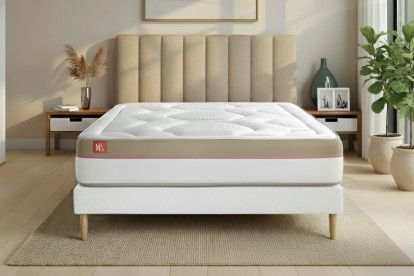 Ensemble Matelas Sommier 90x190 cm - Sommier Blanc (déjà monté) - Le Cosy