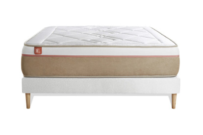 Ensemble Matelas Sommier 140x190 cm - Sommier Blanc (en kit) - Le Soyeux
