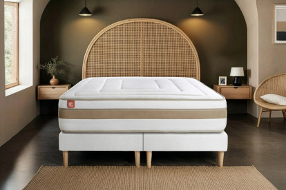 Ensemble Matelas Sommier 200x200 cm - 2 Sommiers Blanc - Le Raffiné