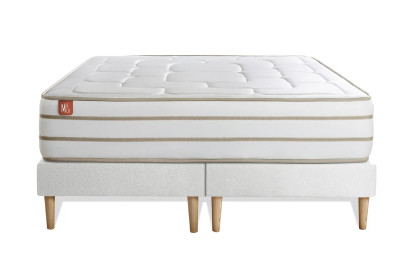 Pack lit complet 180x200 cm - Matelas + 2 Sommiers Blancs + 2 oreillers + Couette - Le Douillet