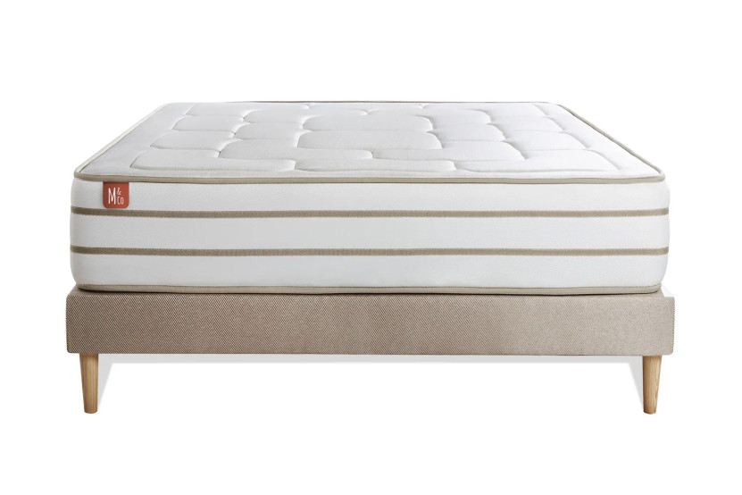 Ensemble Matelas Sommier 140x200 cm - Sommier Beige (déjà monté) - Le Douillet