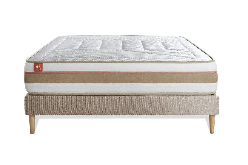 Ensemble Matelas Sommier 200x200 cm - Sommier Beige (en kit) - Le Tendre
