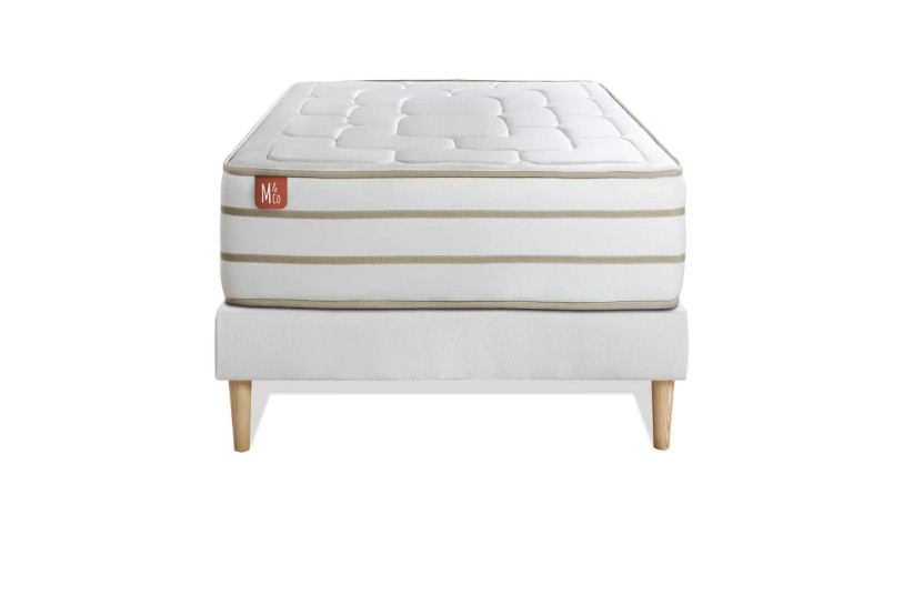 Ensemble Matelas Sommier 90x190 cm - Sommier Blanc (déjà monté) - Le Douillet