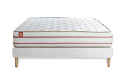 Ensemble Matelas Sommier 140x200 cm - Sommier Blanc (déjà monté) - Le Doux
