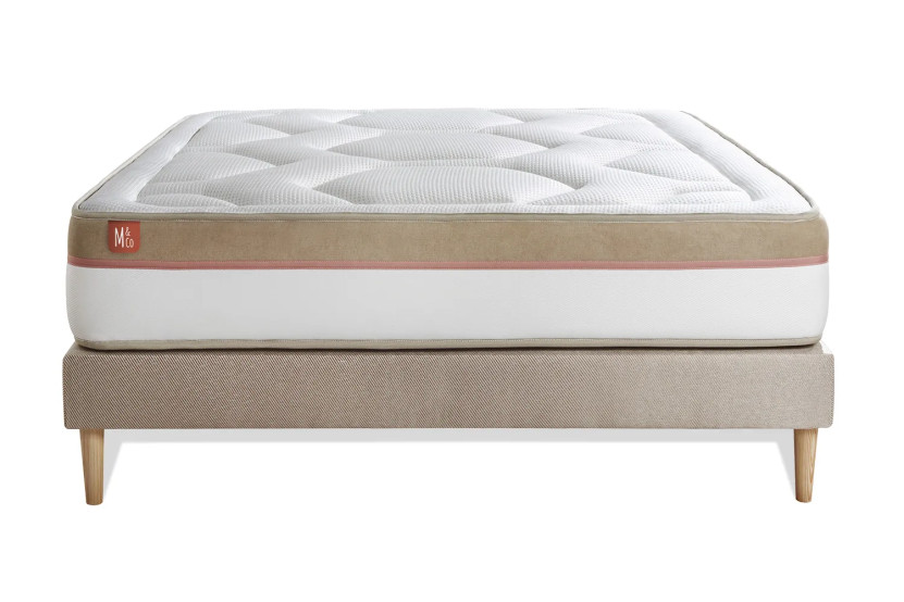 Ensemble Matelas Sommier 140x200 cm - Sommier Beige (en kit) - Le Cosy