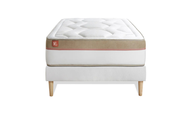 Ensemble Matelas Sommier 90x190 cm - Sommier Blanc (déjà monté) - Le Cosy
