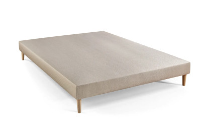Pack lit complet 160x200 cm - Matelas + Sommier Beige + 2 oreillers + Couette - Le Raffiné