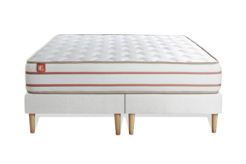 Pack lit complet 200x200 cm - Matelas + 2 Sommiers Blancs + 2 oreillers + Couette - Le Doux