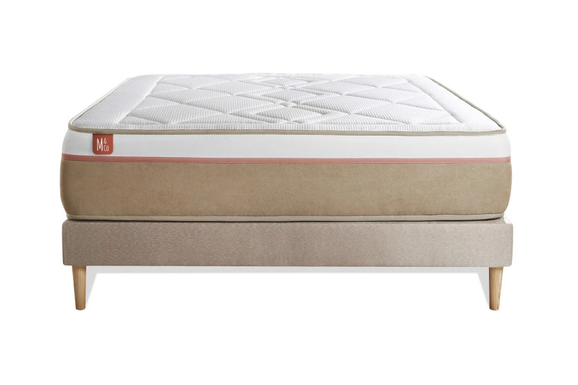 Ensemble Matelas Sommier 140x190 cm - Sommier Beige (en kit) - Le Soyeux