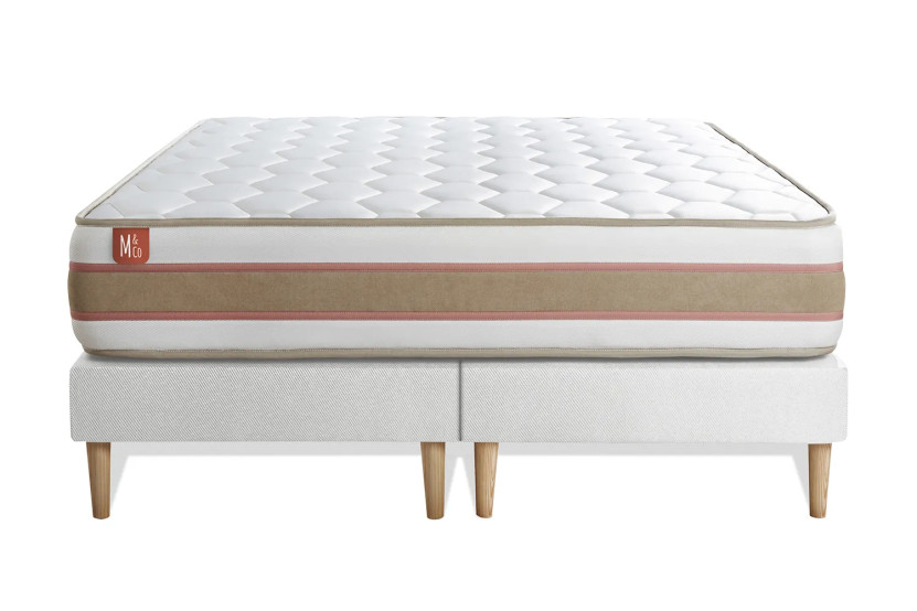 Pack lit complet 180x200 cm - Matelas + 2 Sommiers Blancs + 2 oreillers + Couette - Le Délicat