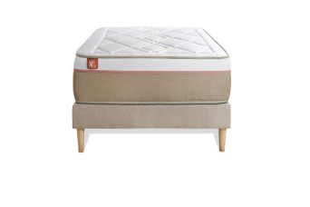 Ensemble Matelas Sommier 90x200 cm - Sommier Beige (en kit) - Le Soyeux