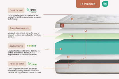Ensemble Matelas Sommier 160x200 cm - Sommier Beige (en kit) - Le Paisible