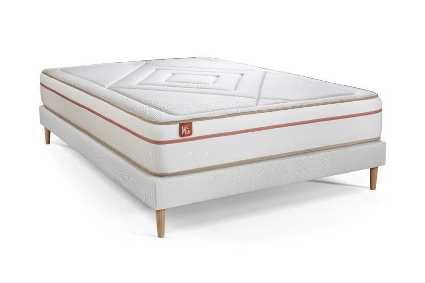 Ensemble Matelas Sommier 200x200 cm - Sommier Blanc (en kit) - Le Paisible