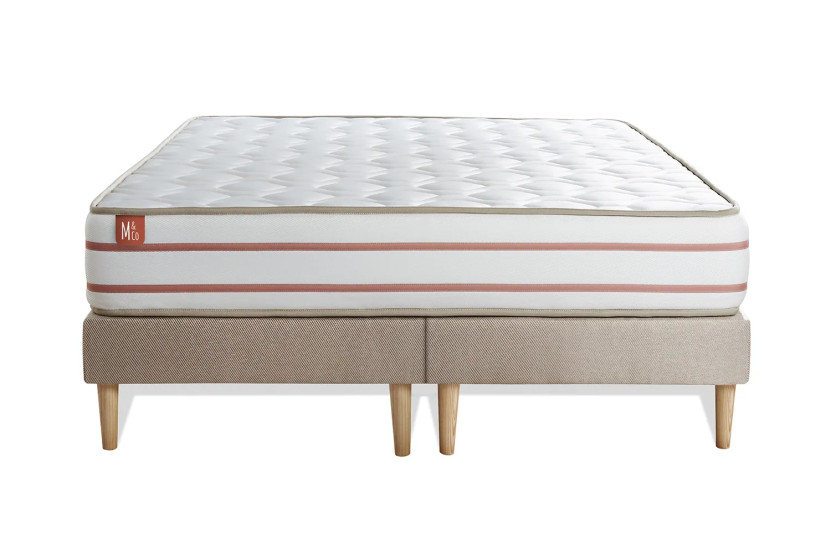 Pack lit complet 200x200 cm - Matelas + 2 Sommiers Beiges + 2 oreillers + Couette - Le Doux