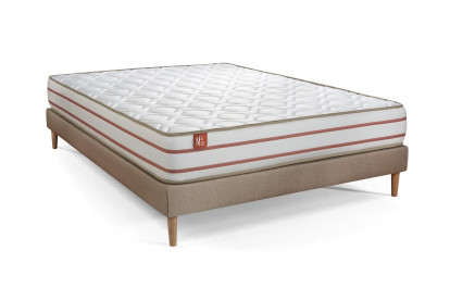 Ensemble Matelas Sommier 140x200 cm - Sommier Beige (en kit) - Le Doux