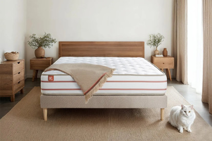 Ensemble Matelas Sommier 160x200 cm - Sommier Beige (en kit) - Le Doux