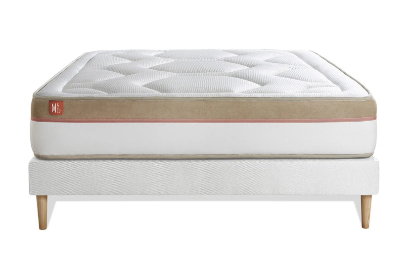Ensemble Matelas Sommier 140x190 cm - Sommier Blanc (déjà monté) - Le Cosy