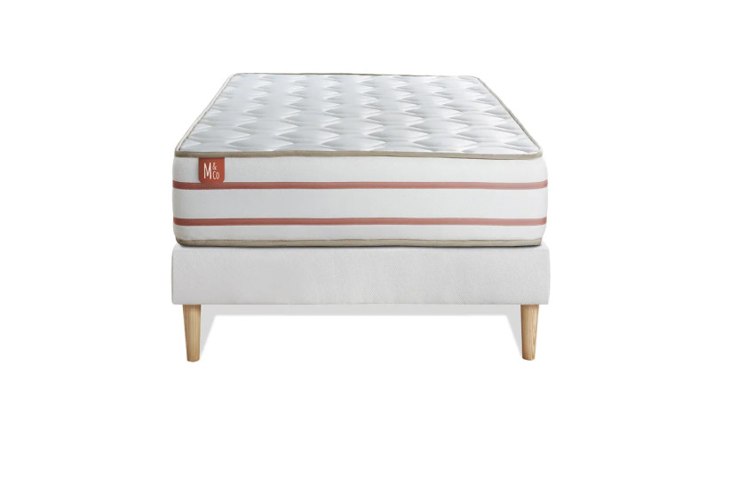 Ensemble Matelas Sommier 90x190 cm - Sommier Blanc (en kit) - Le Doux