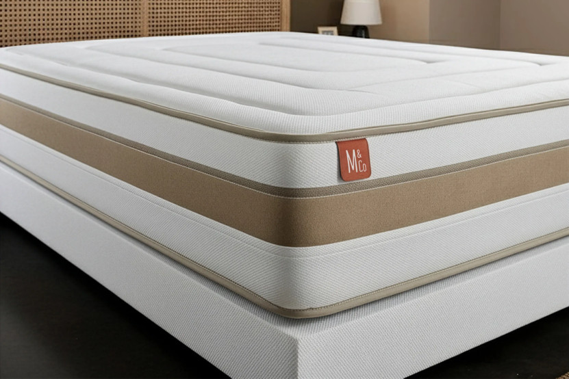 Pack lit complet 200x200 cm - Matelas + 2 Sommiers Blancs + 2 oreillers + Couette - Le Raffiné