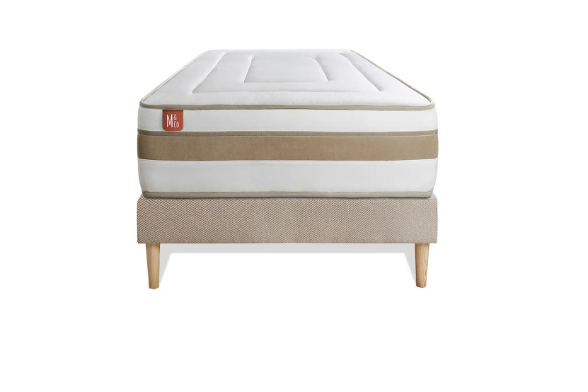 Ensemble Matelas Sommier 90x190 cm - Sommier Beige (en kit) - Le Raffiné