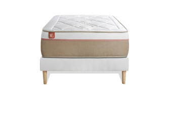 Ensemble Matelas Sommier 90x200 cm - Sommier Blanc (en kit) - Le Soyeux